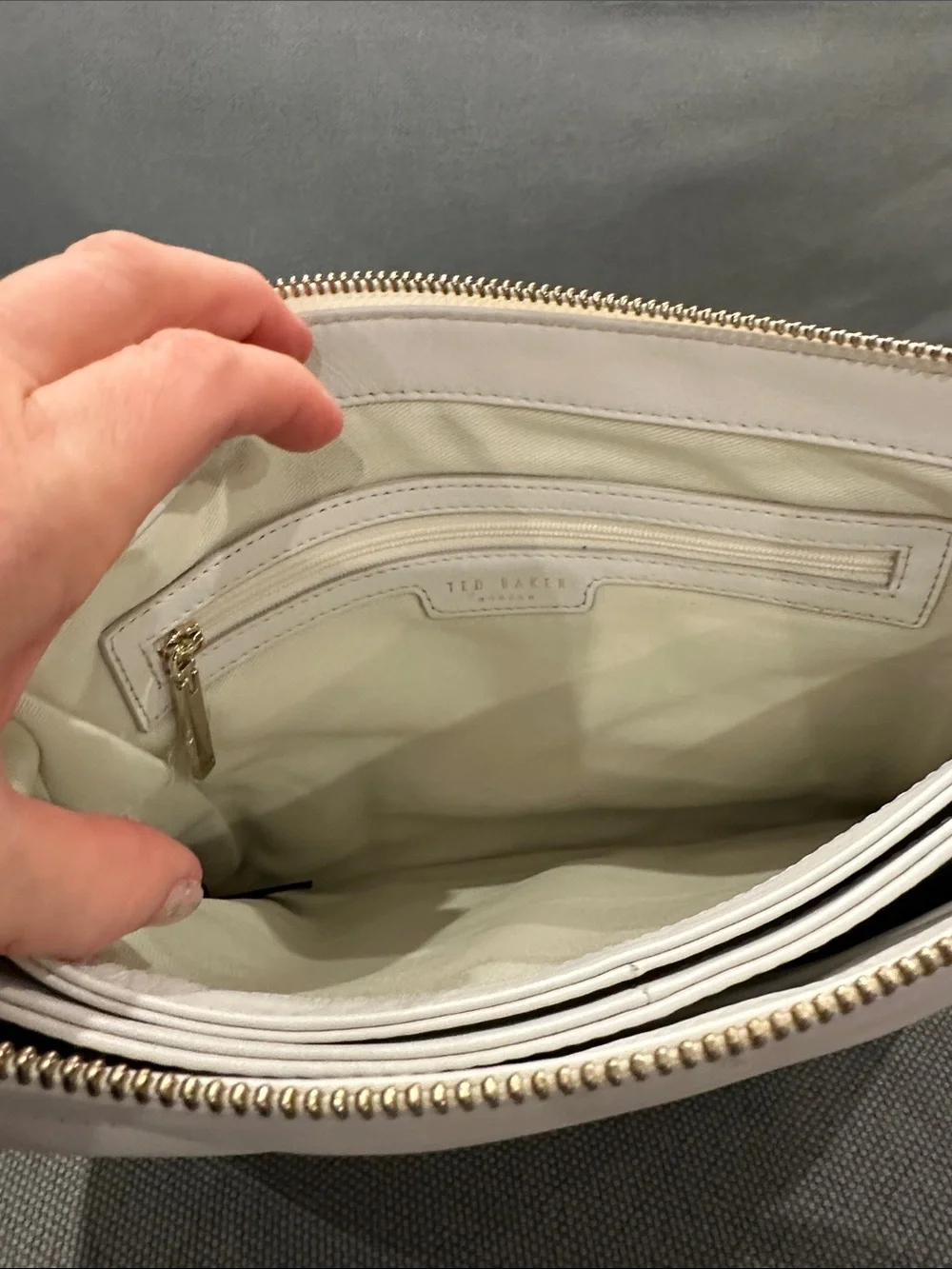 Ted Baker White Quilted Chevron Leather Wristlet Clutch